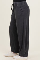 Black Mineral Wash Barrel Leg Lounge Pants