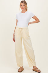 Yellow Mineral Wash Barrel Leg Maternity Lounge Pants