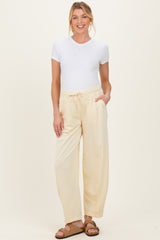 Yellow Mineral Wash Barrel Leg Maternity Lounge Pants