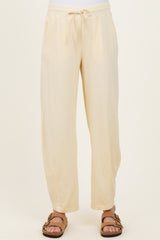 Yellow Mineral Wash Barrel Leg Maternity Lounge Pants