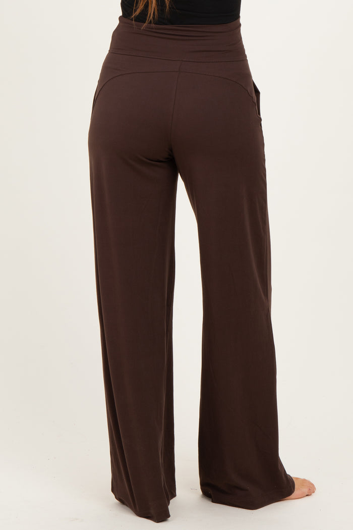 Espresso Crossover Waist Active Wide Leg Pant