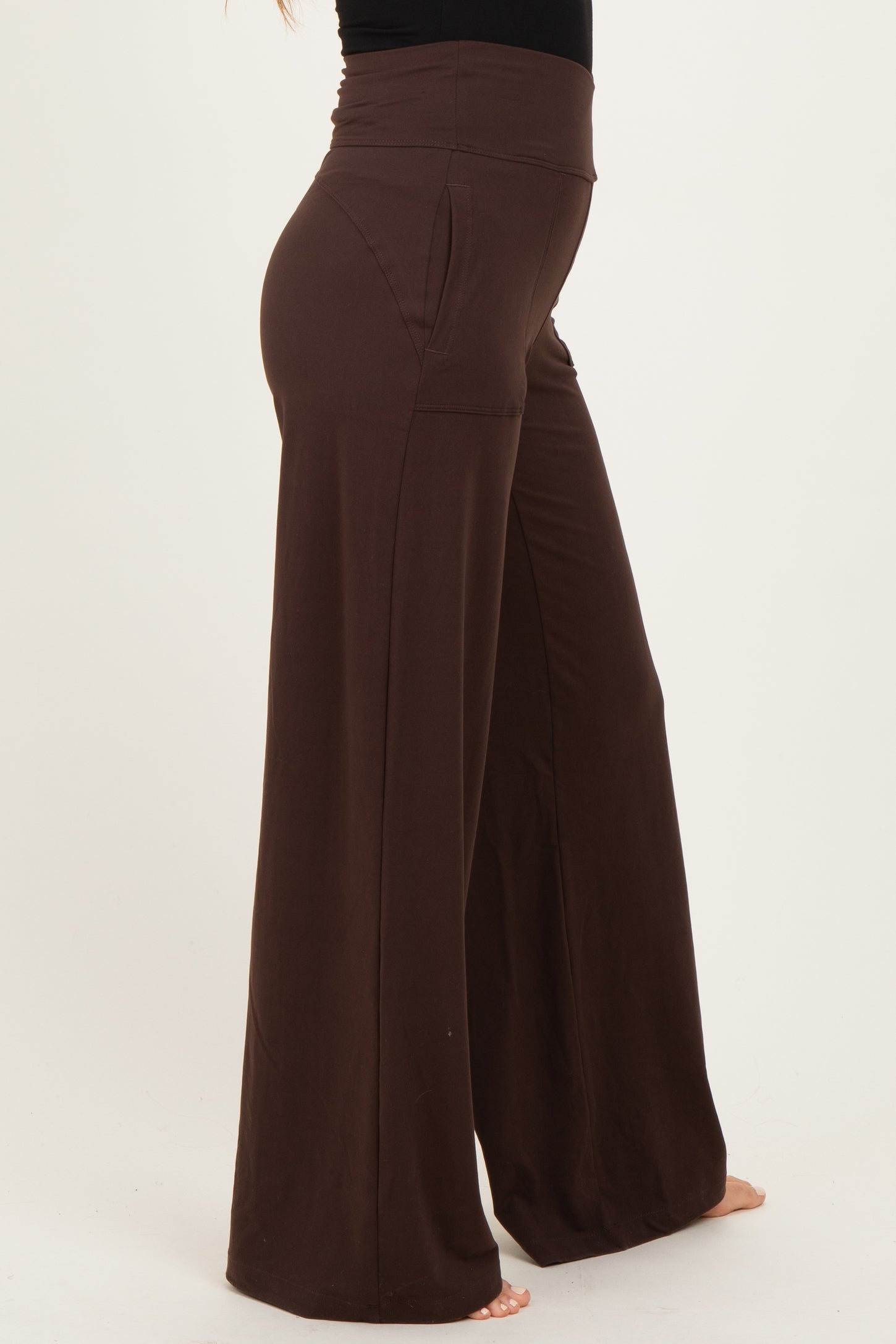Espresso Crossover Waist Active Wide Leg Pant