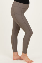 Mocha Ribbed Active Maternity Legging
