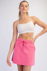 Hot Pink Drawstring Maternity Mini Skort