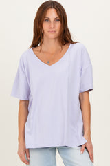 Lavender Oversized Reversible V-Neck Maternity Tee