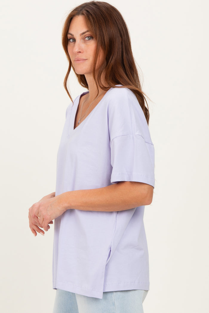 Lavender Oversized Reversible V-Neck Tee