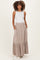 Sand Smocked Waist Button Detail Maternity Maxi Skirt