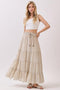 Beige Tiered Drawstring Maxi Skirt