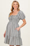 Black Gingham Smocked Ruffled Puff Sleeve Maternity Dress