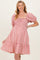 Red Gingham Smocked Ruffled Puff Sleeve Maternity Dress