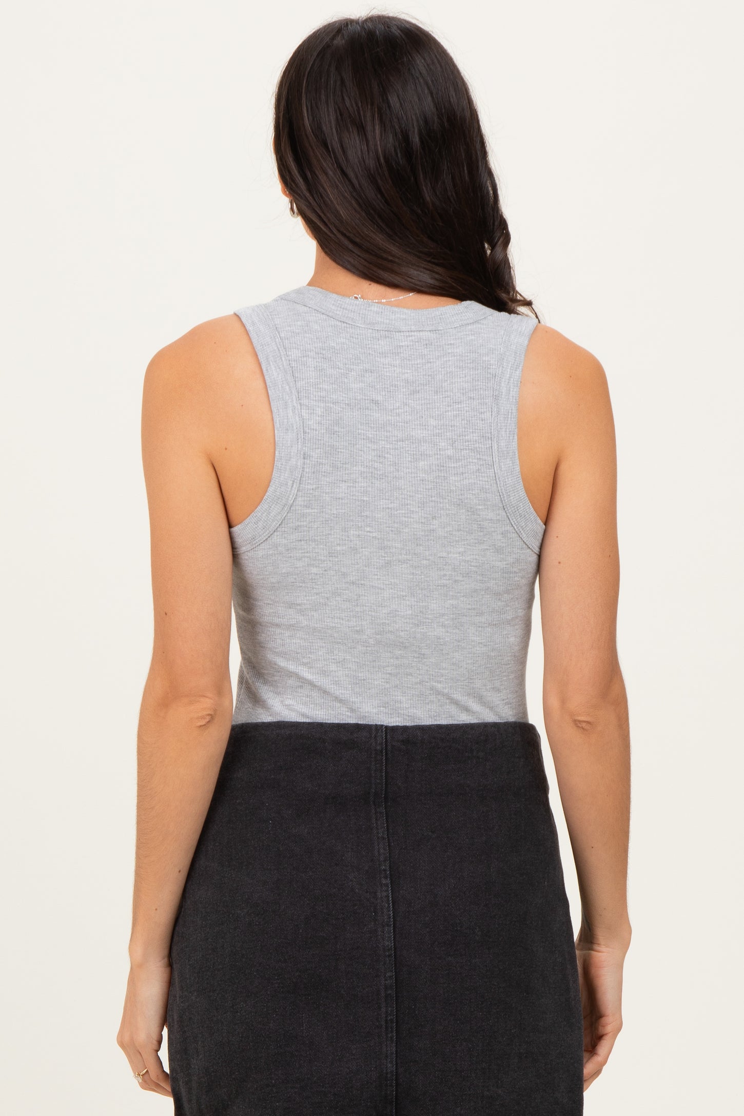 Heather Grey Ribbed Scoop Neck Tank Top