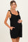 Black Stripe Front Tie Linen Blend Maternity Romper