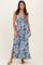 Blue Floral Twist Front Tie Back Maxi Dress
