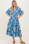 Royal Blue Printed Dolman Sleeve Maxi Dress