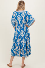 Royal Blue Printed Dolman Sleeve Maxi Dress
