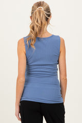 Light Blue Crossover Ruched Maternity Nursing Tank