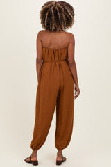 Sepia Strapless Waist Tie Maternity Jumpsuit