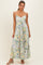 Ivory Floral Pleated Sleeveless Maxi Dress