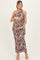 Mocha Printed Halter Maternity Maxi Dress