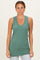 Olive Ribbed Sleeveless Ruched Tank Top