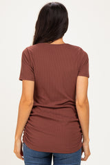 Brown Wrap Front Tie Nursing Top