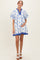 White/ Blue Floral Short Puff Sleeve Front Tie Maternity Dress