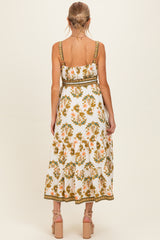 Olive Floral Sleeveless Tiered Maternity Maxi Dress
