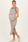 Cream/Mocha Striped Contrast Ribbed Knit Sleeveless Maternity Maxi Dress