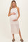 Cream/Light Pink Striped Contrast Ribbed Knit Sleeveless Maternity Maxi Dress