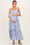 Blue Printed Cutout Tie Back Maternity Maxi Dress
