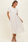 Cream Smocked Embroidered Midi Dress