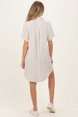 Sand Dolman Sleeve Linen Maternity Shirt Dress