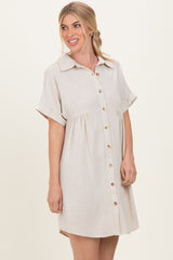 Sand Dolman Sleeve Linen Shirt Dress