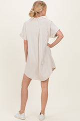 Sand Dolman Sleeve Linen Shirt Dress