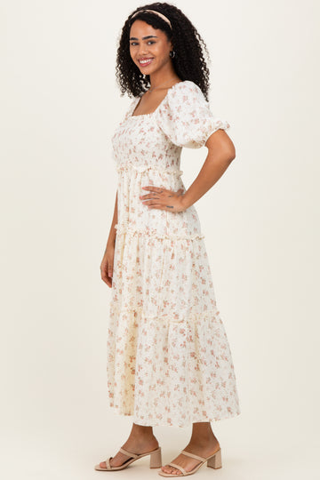 Ivory Rose Floral Smocked Maxi Dress
