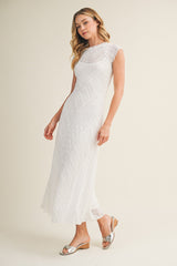 White Cap Sleeve Mixed Lace Dress