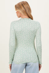 Sage Long Sleeve Floral Print Maternity Top