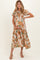 Mocha Floral Smocked Tiered Maternity Midi Dress