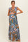 Blue Floral V-Neck Tiered Maternity Maxi Dress