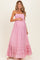 Light Pink Smocked Halter Open Back Maternity Maxi Dress