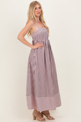 Mauve Mixed Stripe Sleeveless Maxi Dress
