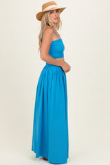 Blue Smocked Tank Maxi Skirt Set