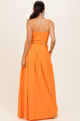 Orange Smocked Tank Maxi Skirt Set