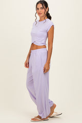 Lavender Cropped Tank Pant Set