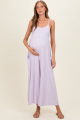 Petal Lilac Sleeveless Wide Leg Maternity Jumpsuit