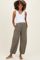 Olive Mineral Wash Terry Maternity Sweatpants