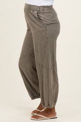Olive Mineral Wash Terry Maternity Sweatpants