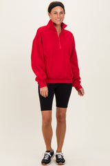 Red French Terry Quarter Zip Pullover