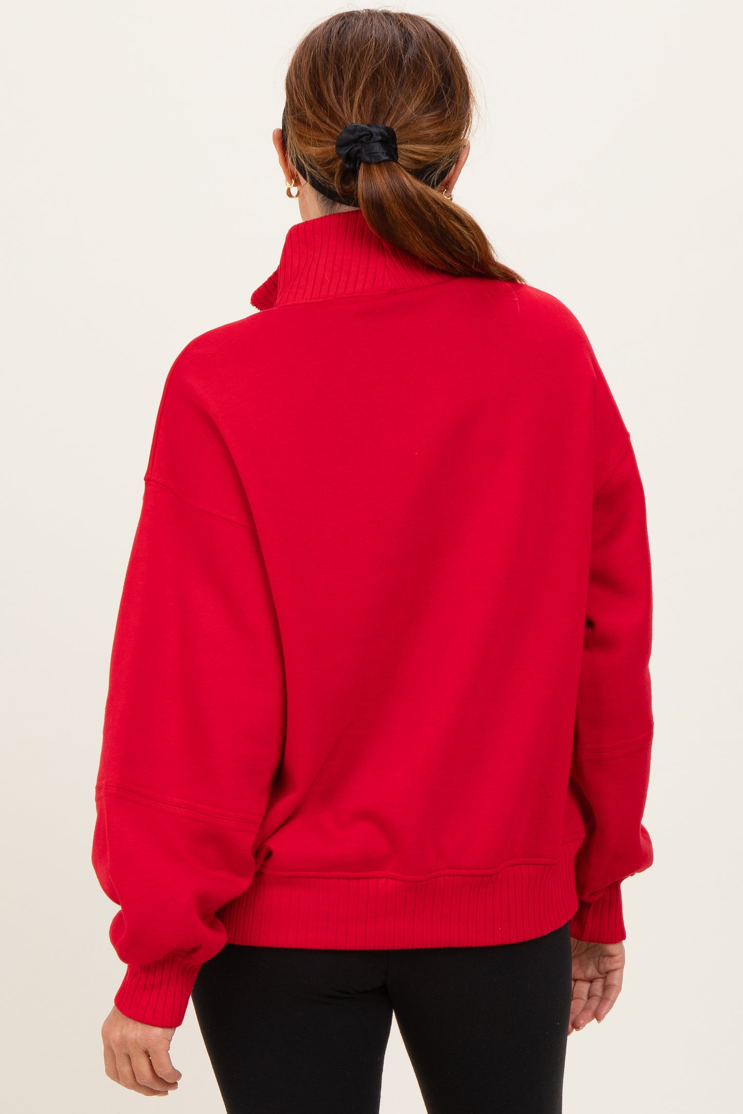 Red French Terry Quarter Zip Pullover