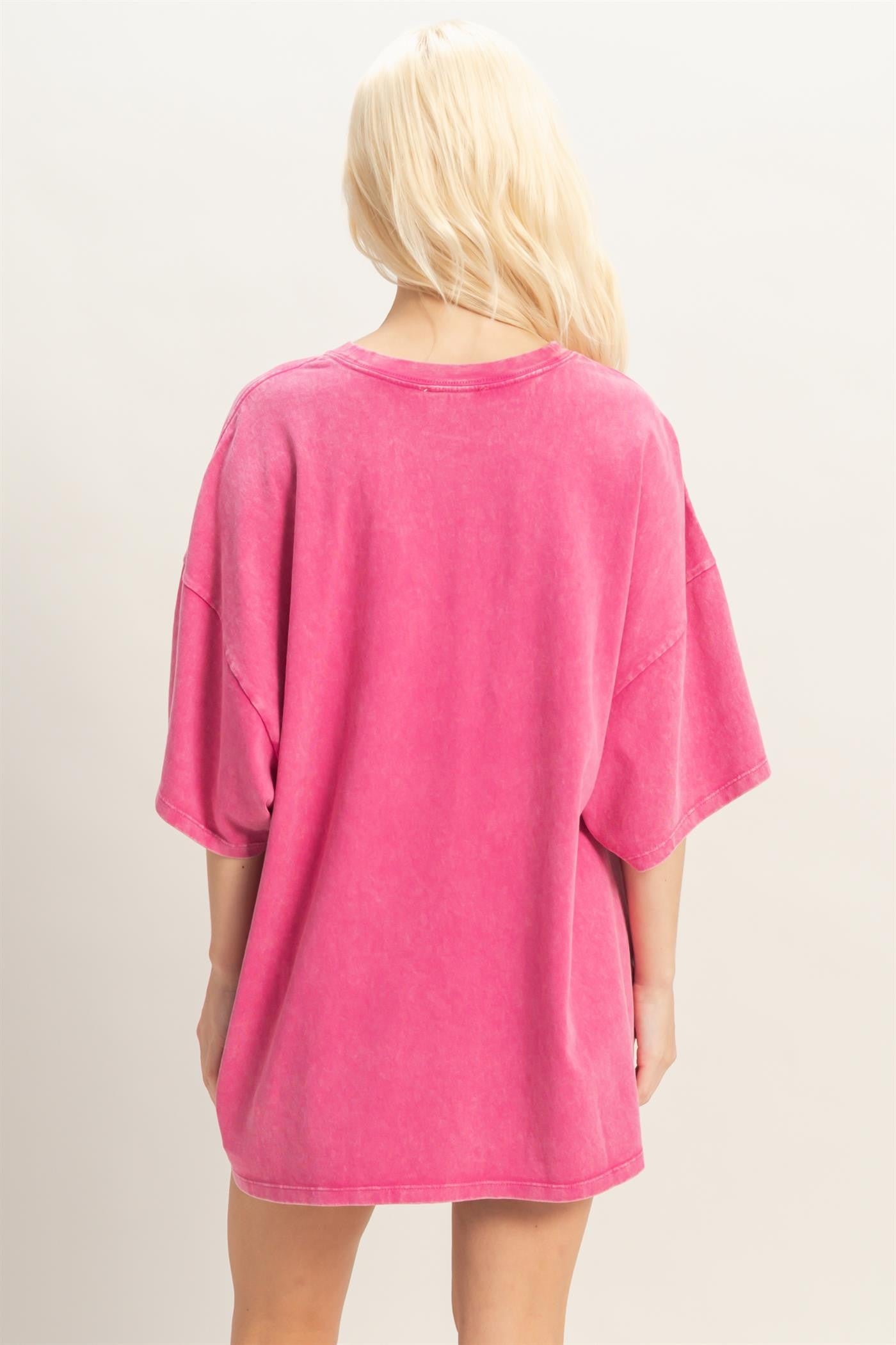 Fuchsia Oversized Mineral Wash T-Shirt